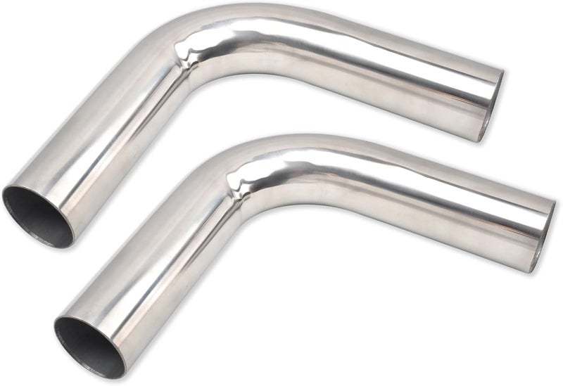 BIGREAT OD 2.25'' Inch (57MM) 90 Degree Bend Elbow Stainless Steel Turbocharger Pipe Tube Intercooler Pipe High Class Brushed Treatment Air Intake Tube Pipe Polished Universal-2PCS - Image 1